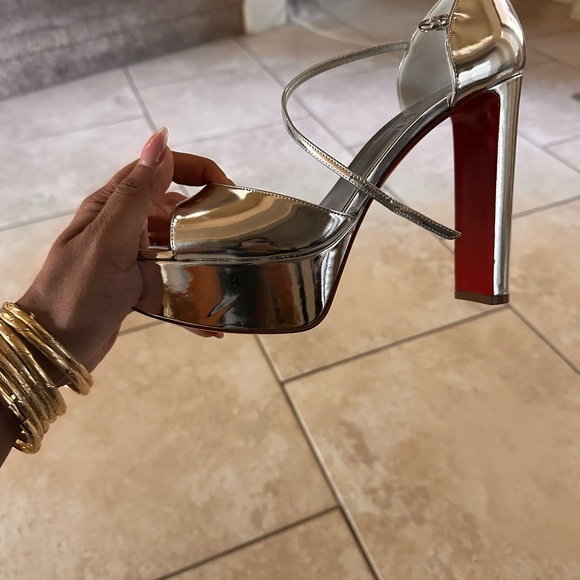Christian Louboutin Silver and Red Heels - Picture 13 of 15